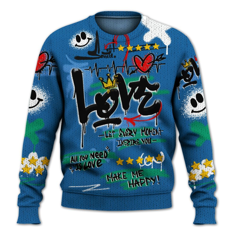 Sweater To Match 95 Big Bubble Slate - Happy Love Beats Graffiti Streetwear Graphic