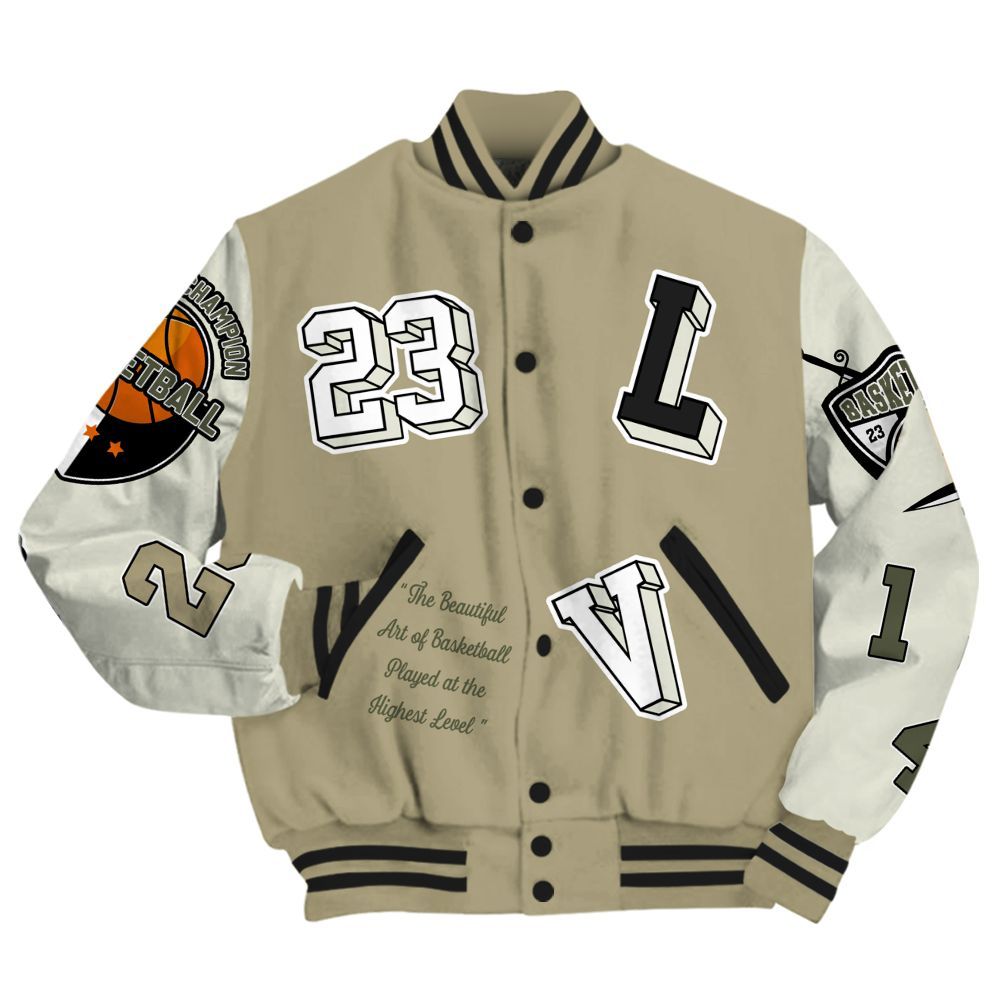Varsity Jacket To Match Low OG Medium Olive 1s - The GOAT Got Em All Over Print