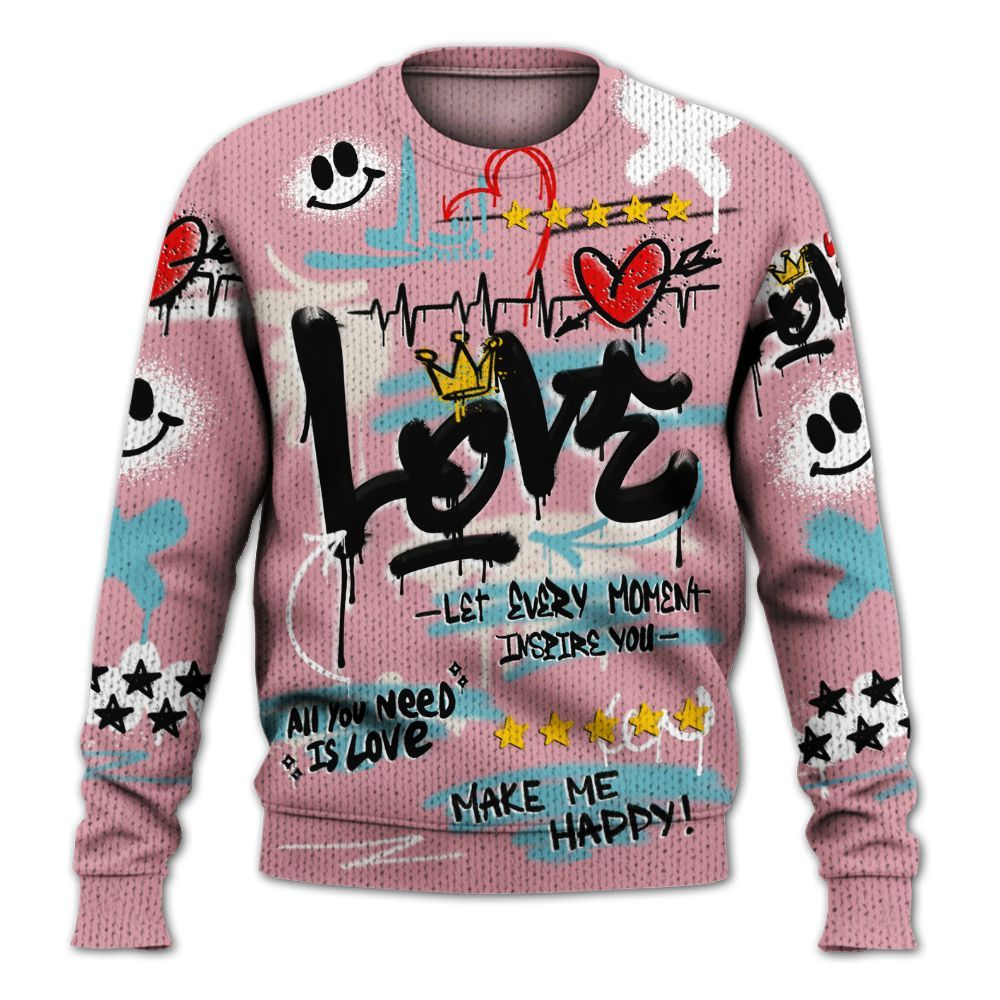 Knitted Sweater To Match Doernbecher 6s - Happy Love Beats Graffiti Streetwear