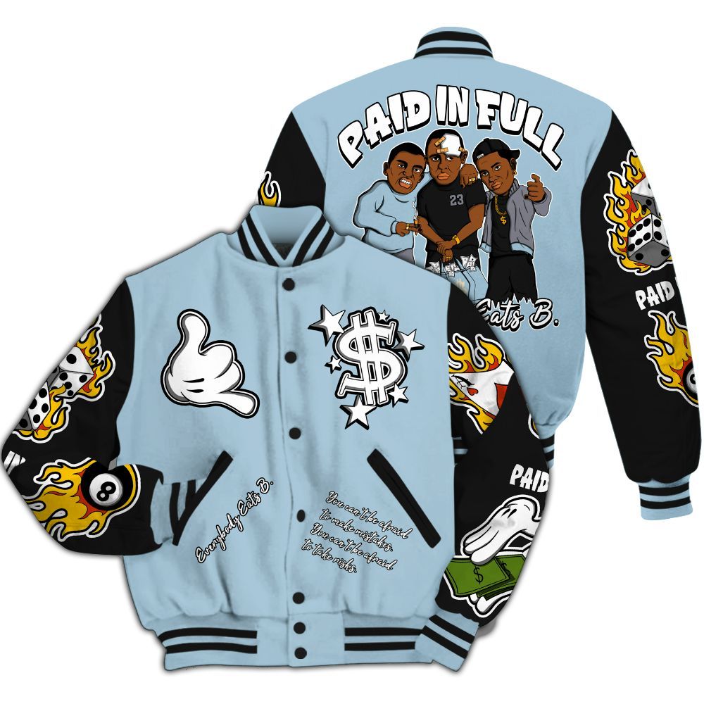 Varsity Jacket To Match Chambray 7s - Everybody Paid In Full Graphic All Over Print