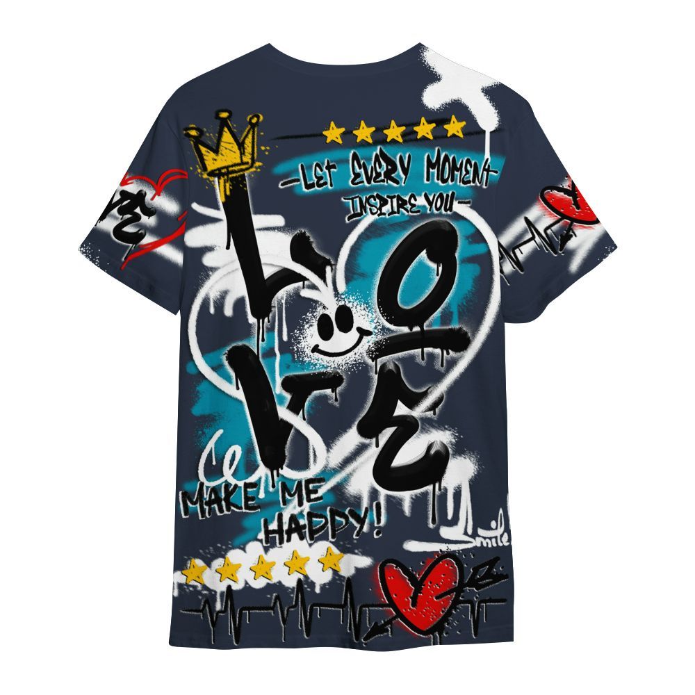 Shirt To Match Retro Obsidian 13s - Happy Love Beats Graffiti Streetwear All Over Print