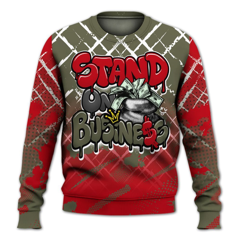 Sweatshirt To Match Low OG Medium Olive 1s - Halftone Stand Business Dripping All Over Print