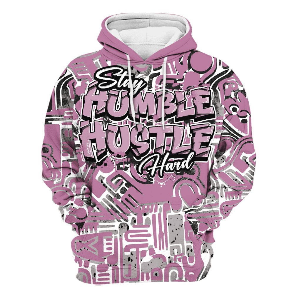 Hoodie To Match Neutral Grey Black White Orchid 4s - Humble Hustle Doodle Retro All Over Print