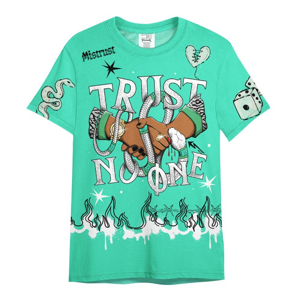 Shirt To Match Black Green Glow 3s - Trust No One Snake-Bite Doodle Crayon All Over Print