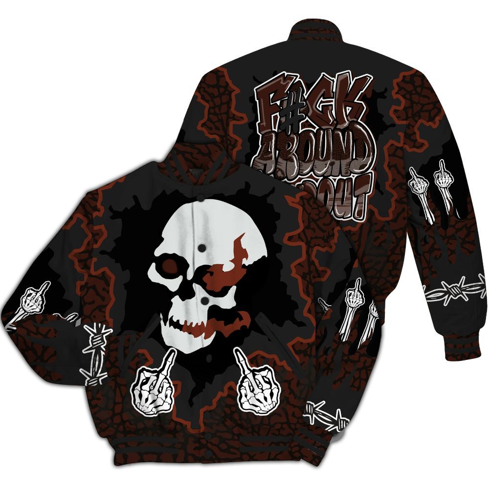 Varsity Jacket To Match Air Force 1 Low Halloween Skull 2024 - F Around Find Out Graphic Trapped All Over Print