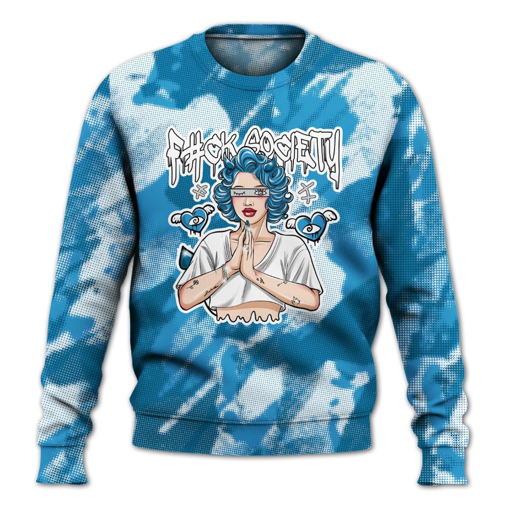 Sweatshirt To Match Powder Blue 9s - F#ck Xociety Halftone All Over Print