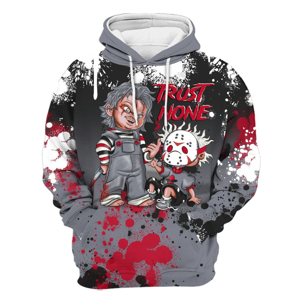 Hoodie To Match Retro Black Flint 13s - Trust No One Scary All Over Print