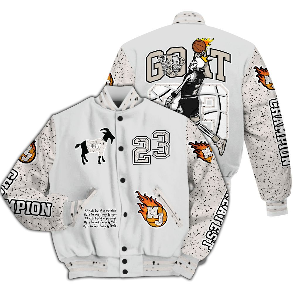 Varsity Jacket To Match Retro Reverse Metallic 5s - 23 G.0.A.T Jump Up Basketball All Over Print