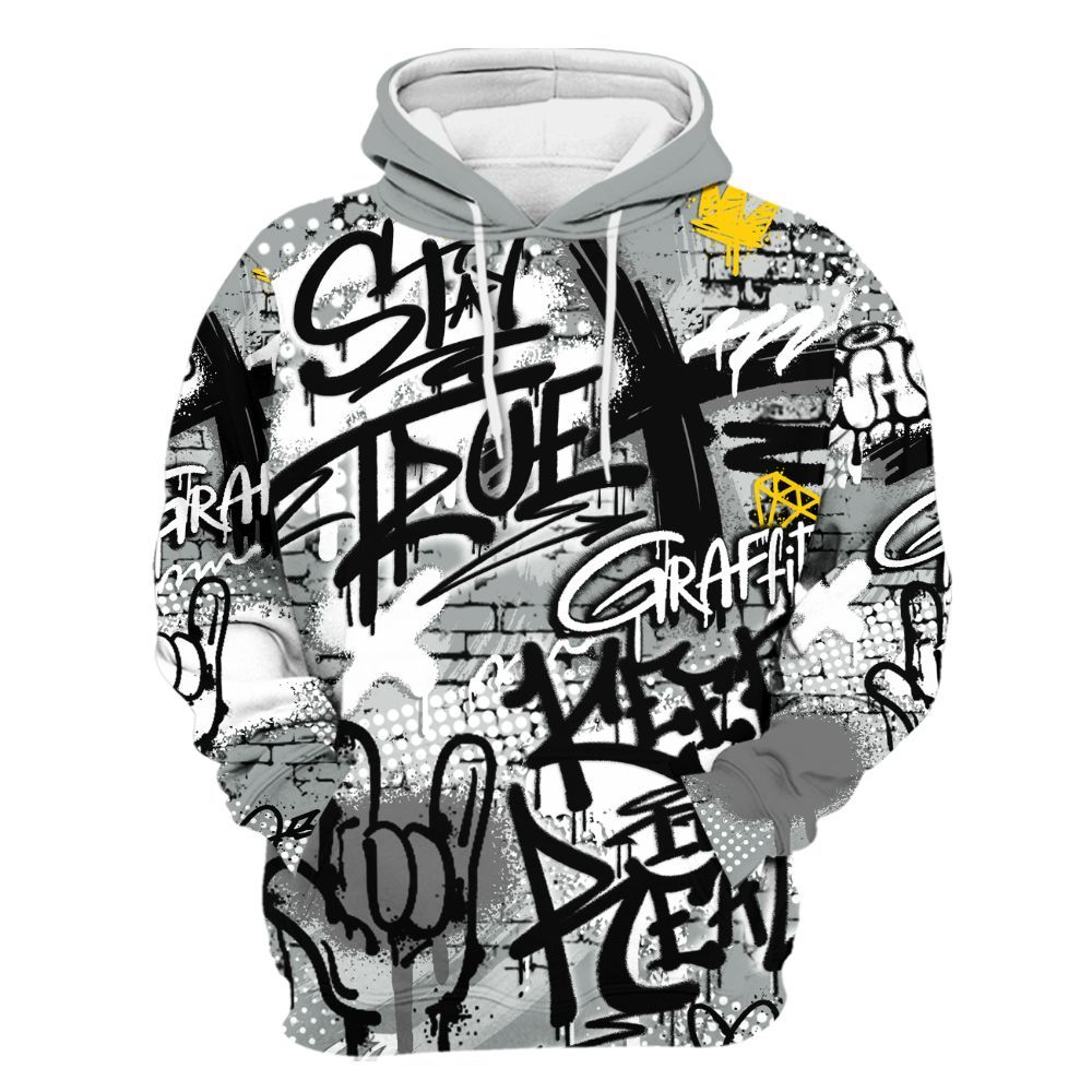 Hoodie To Match Dunk Low White Light Smoke Grey - True It Real Graffiti Streetwear All Over Print