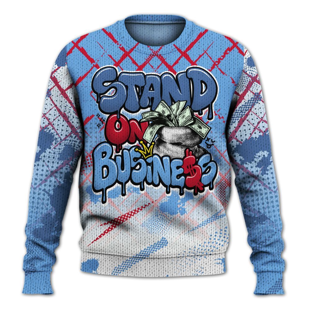 Knitted Sweater To Match University Blue 6s - Halftone Stand Business Dripping