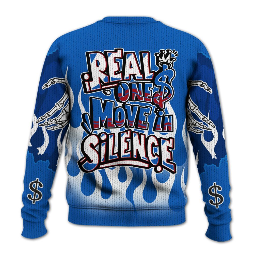 Knitted Sweater To Match Kobe 6 Game Royal - Ones Move In Silence Graphic Trapped