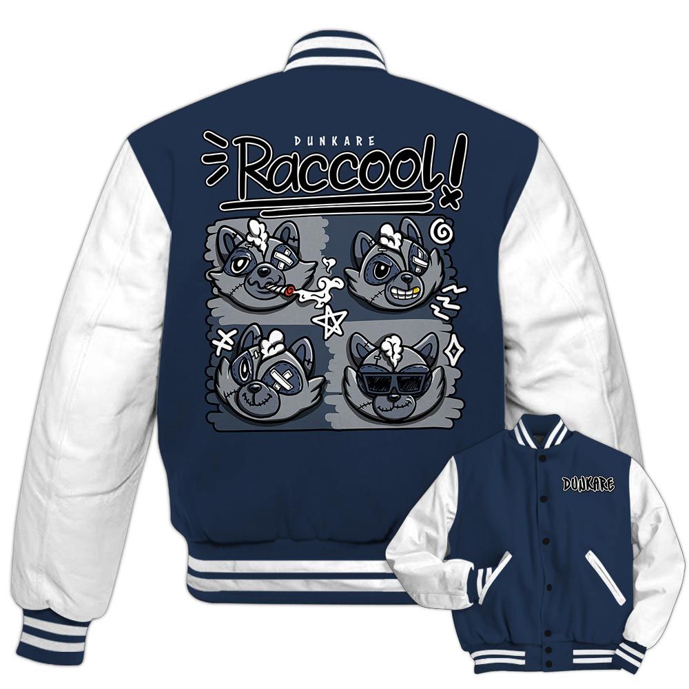 Varsity Jacket To Match Low Diffused Blue 11s - Raccool Raccoon Varsity Jacket Unisex