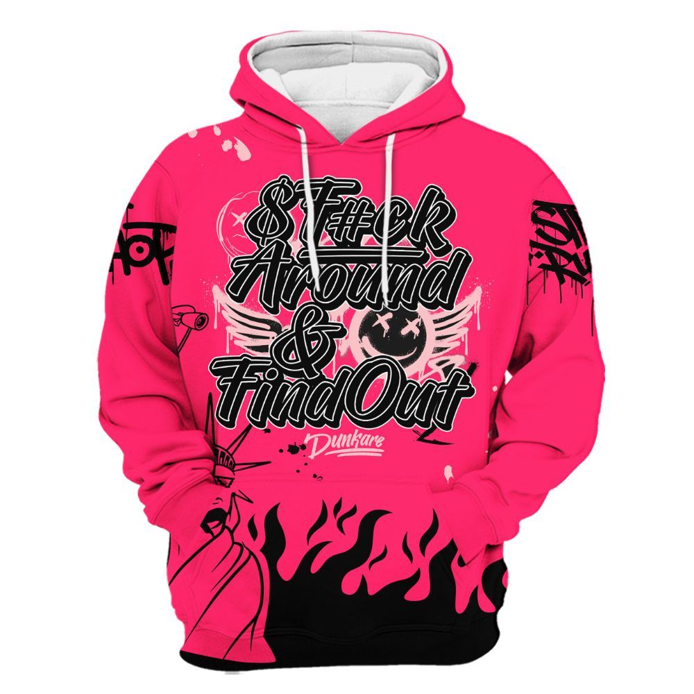 Hoodie To Match A'One Hyper Pink Shirt, Graphic Fck Around Find Out All Over Print