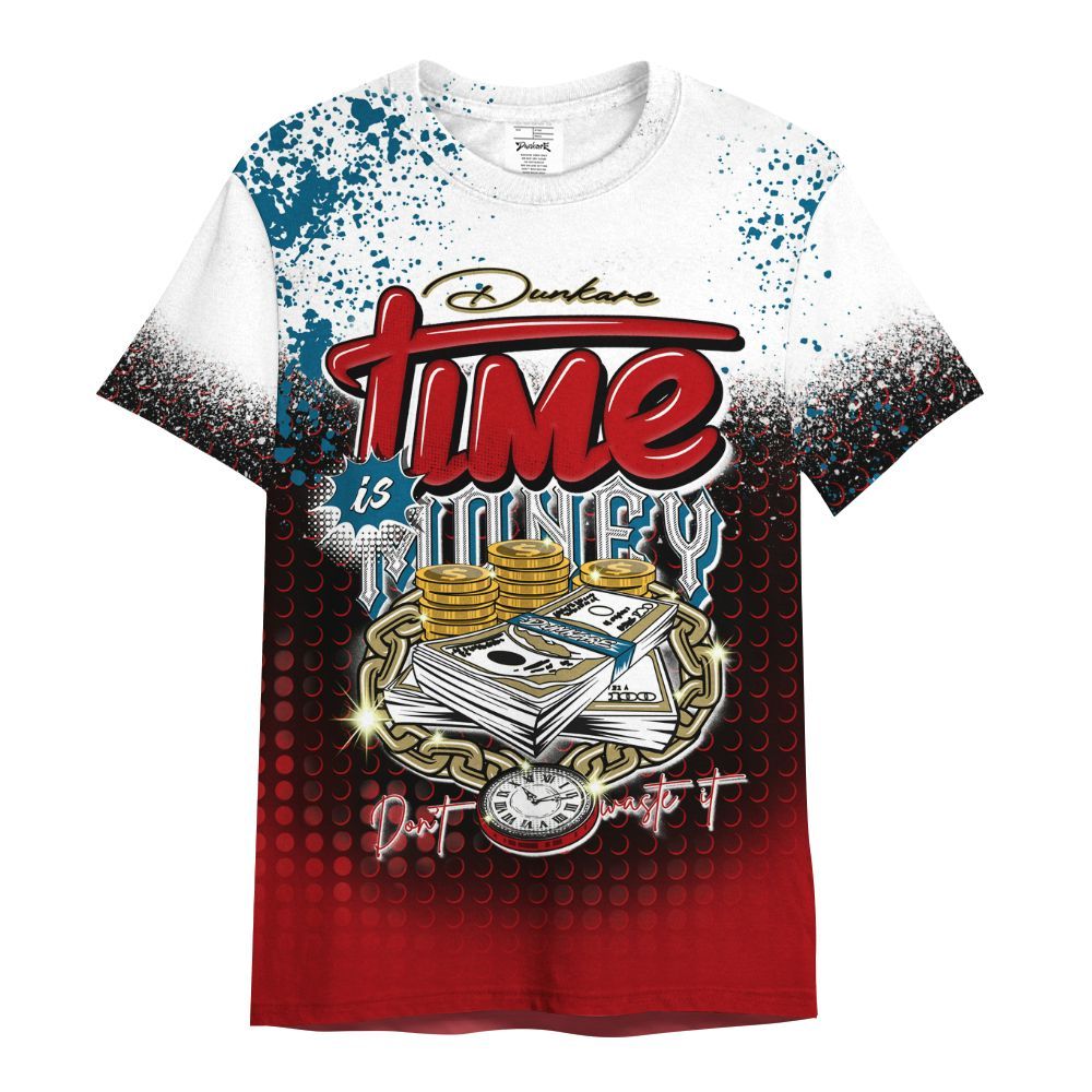 Shirt To Match OG Varsity Red 17s - Halftone Time Is Money All Over Print