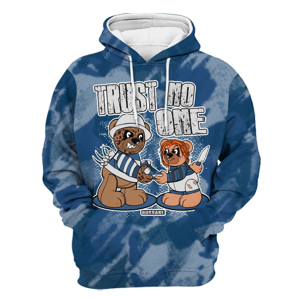 Hoodie To Match High OG Midnight Navy 1s - Trust No One Bear Abstract Halftone All Over Print