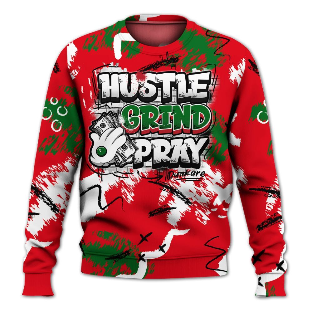 Sweatshirt To Match Chicago 13s - Hustle Grind Pray Graphic Street Style All Over Print