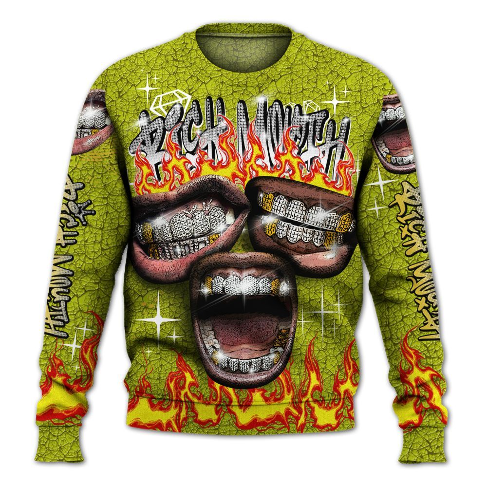 Sweatshirt To Match Dunk Low QS Halloween Skull - Rich Mouth Fire Rap Retro 90s All Over Print