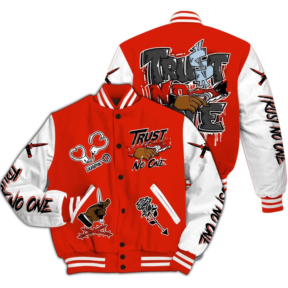 Varsity Jacket To Match Retro Cherry 11s - Trust No One Dripping All Over Print