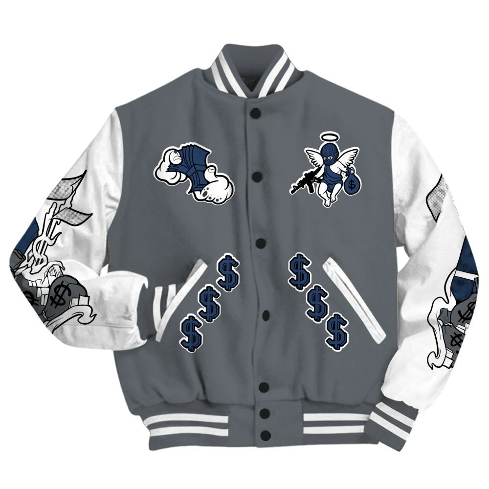 Varsity Jacket To Match Flint Grey 9s - Ones Move In Silence Graphic All Over Print