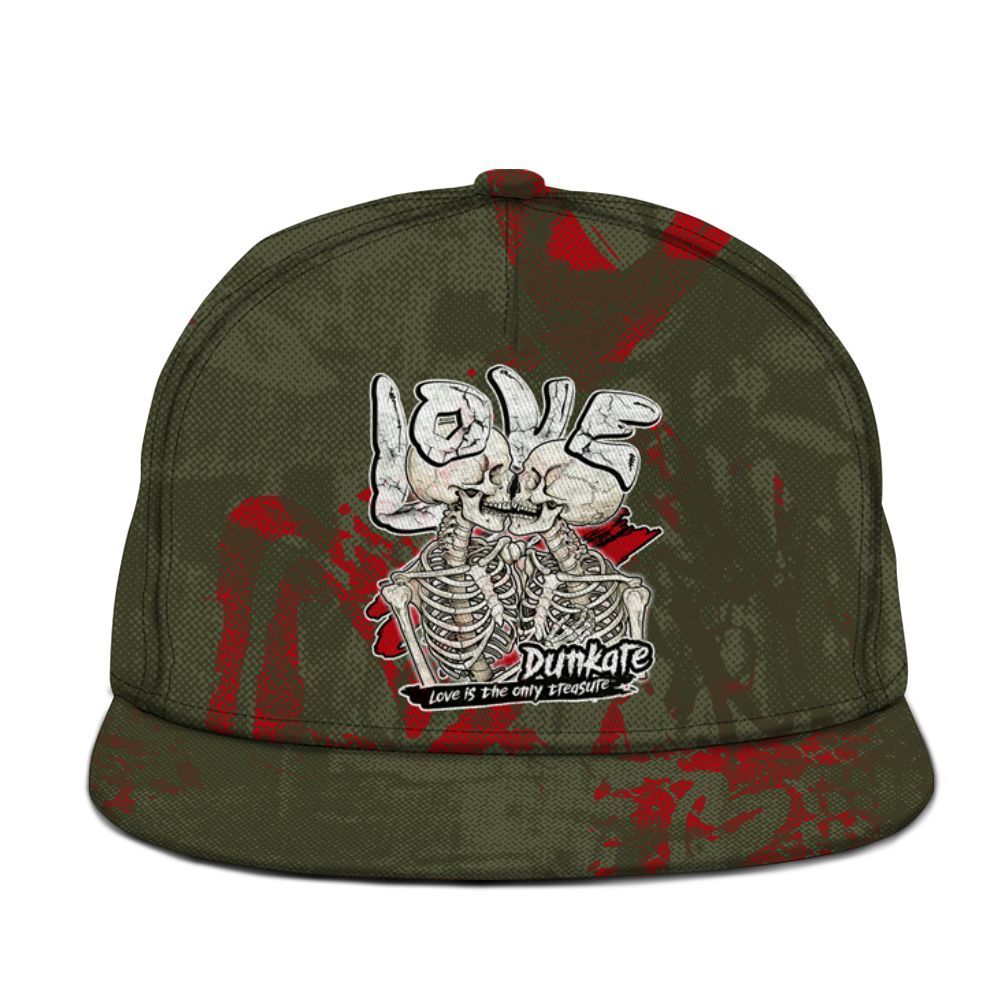 Snapback To Match Low OG Medium Olive 1s - Skull Love Graphic