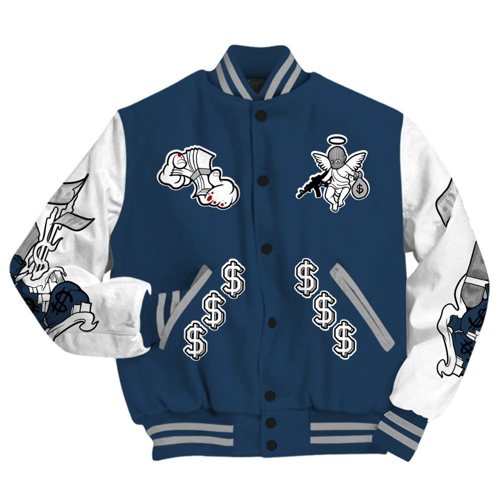 Varsity Jacket To Match Retro French Blue 2025 12s - Ones Move In Silence All Over Print