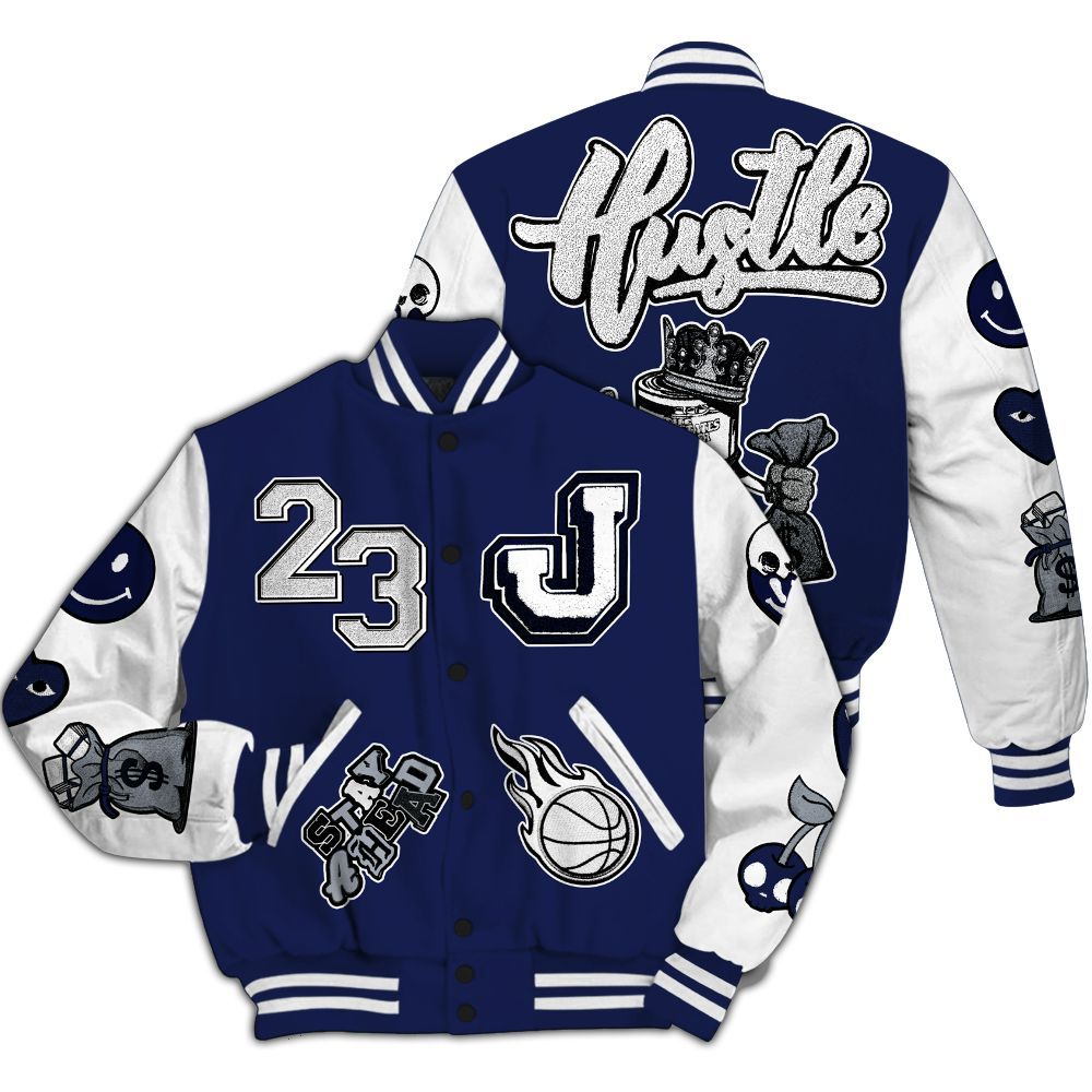 Varsity Jacket To Match Midnight Navy 11s - Hustles Money Number 23 All Over Print
