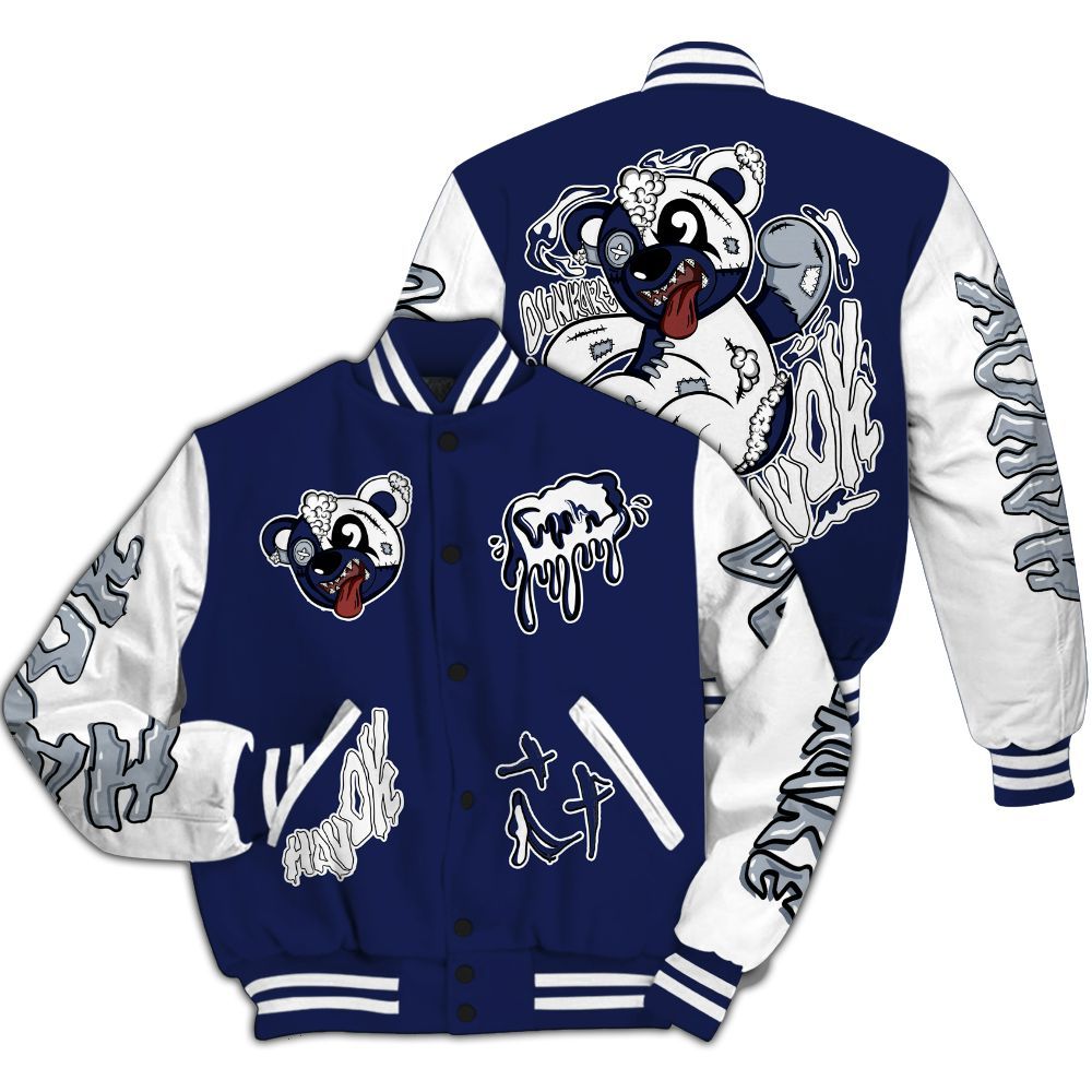 Varsity Jacket To Match Midnight Navy 11s - Havok Bear All Over Print