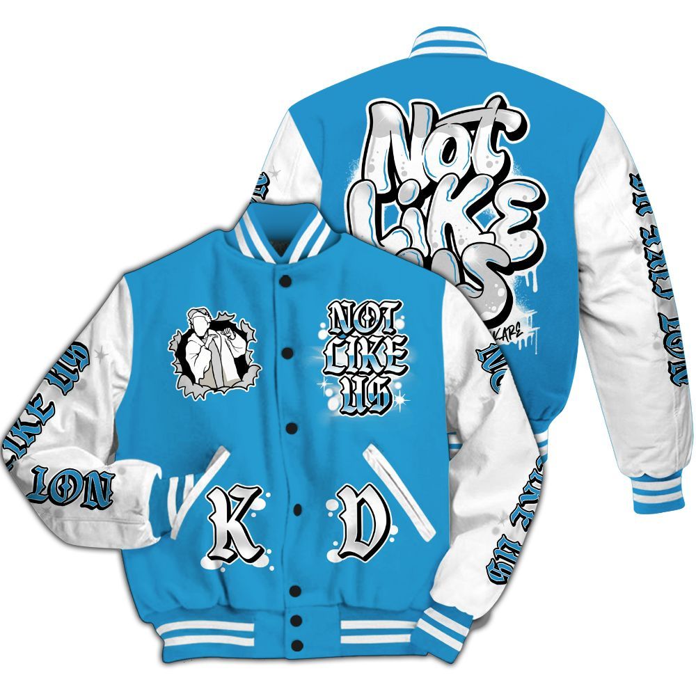Varsity Jacket To Match Powder Blue 9s - None Like Us Graphic All Over Print