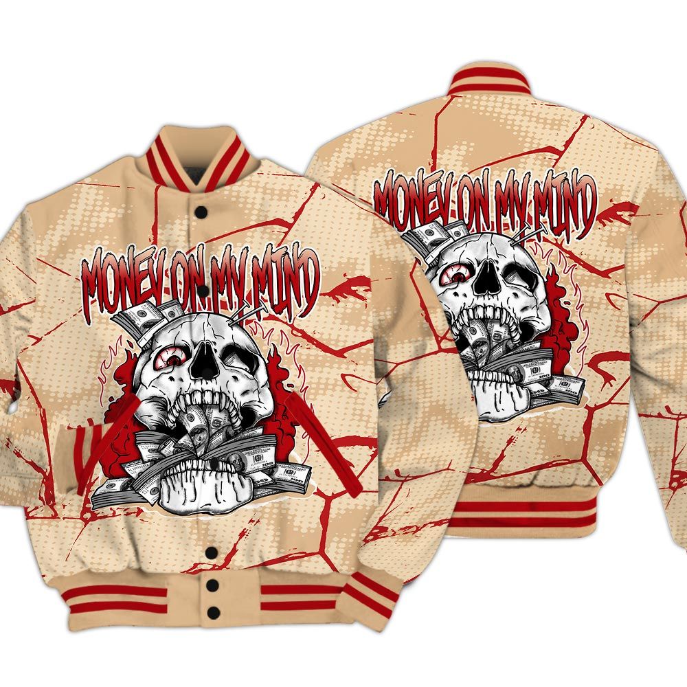 Varsity Jacket To Match Dunk Low Strawberry Waffle - MOMM Skeleton Crack Varsity Jacket Unisex