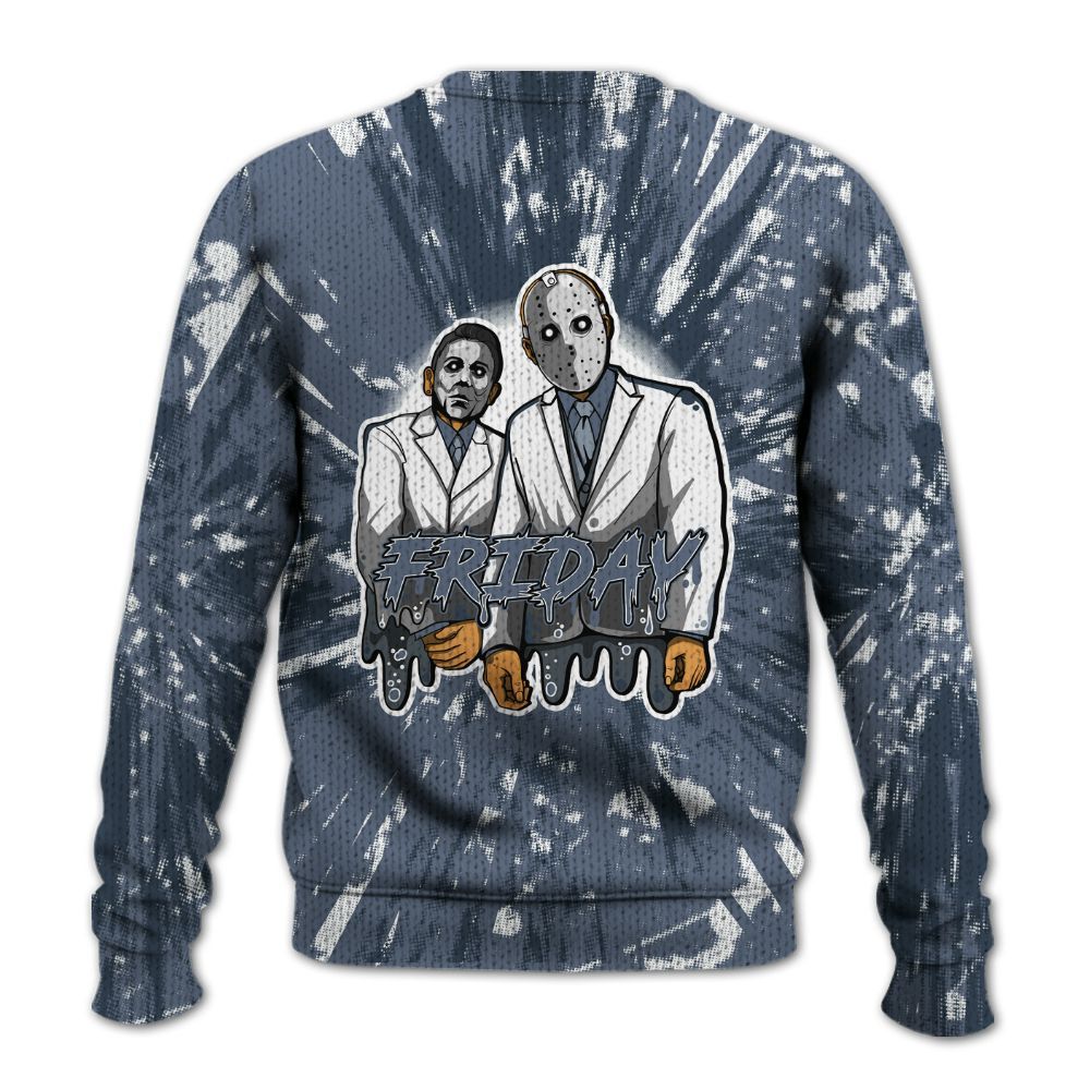 Knitted Sweater To Match Low Diffused Blue 11s - Friday Halloween Graphic Luxury