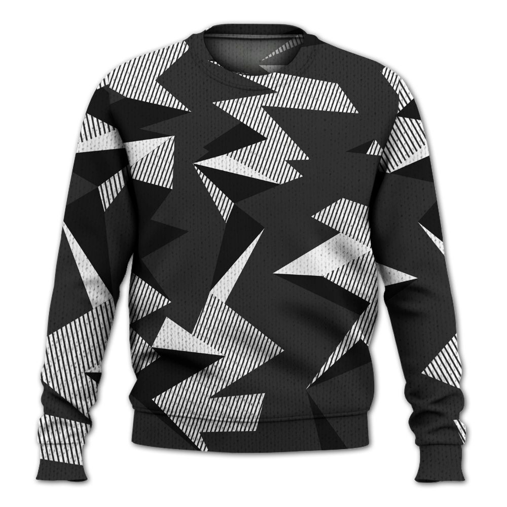 Knitted Sweater To Match White Thunder 4s - Geometric Camouflage Pattern
