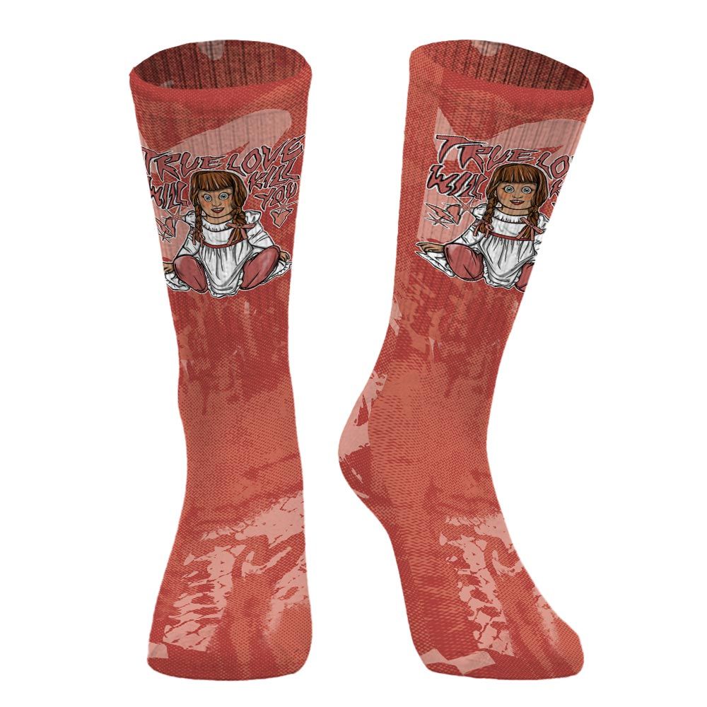 Sock To Match Dune Red 13s - Genuine Loves Bear Halloween Heart Grunge