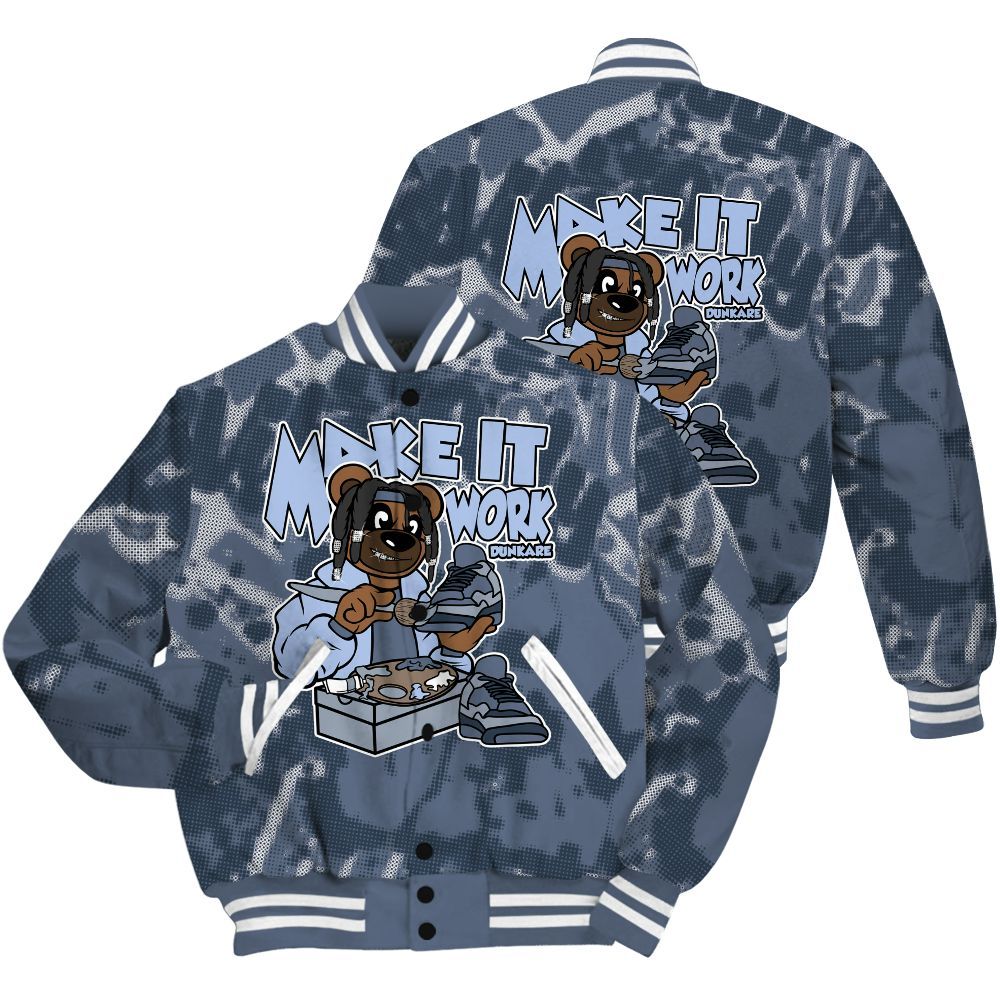Varsity Jacket To Match Low Diffused Blue 11s Shirt - Pull It Off Bear Street All Over Print