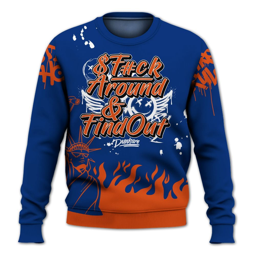 Sweatshirt To Match Mid Knicks 1s - Graphic Fck Around Find Out All Over Print