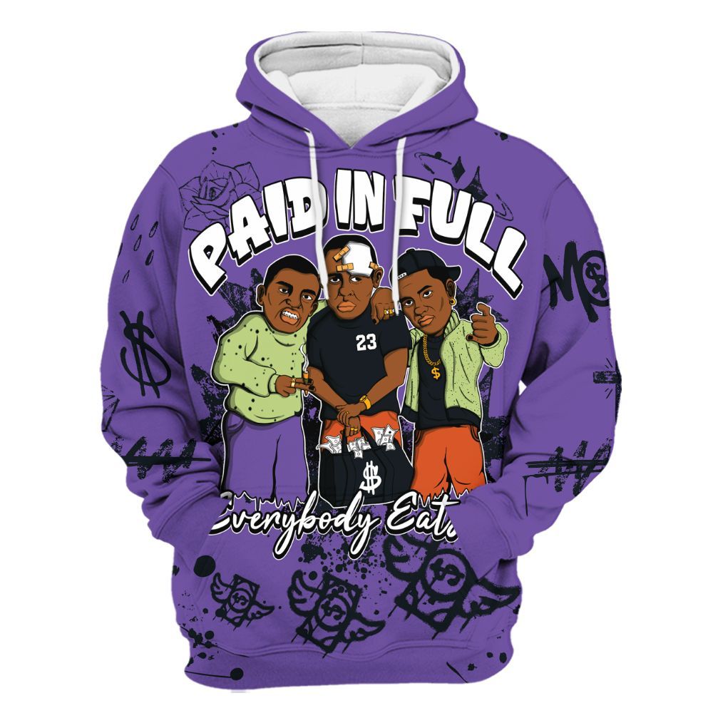 Hoodie To Match Canyon Purple 4s - Everybody Paid In Full Crayon All Over Print