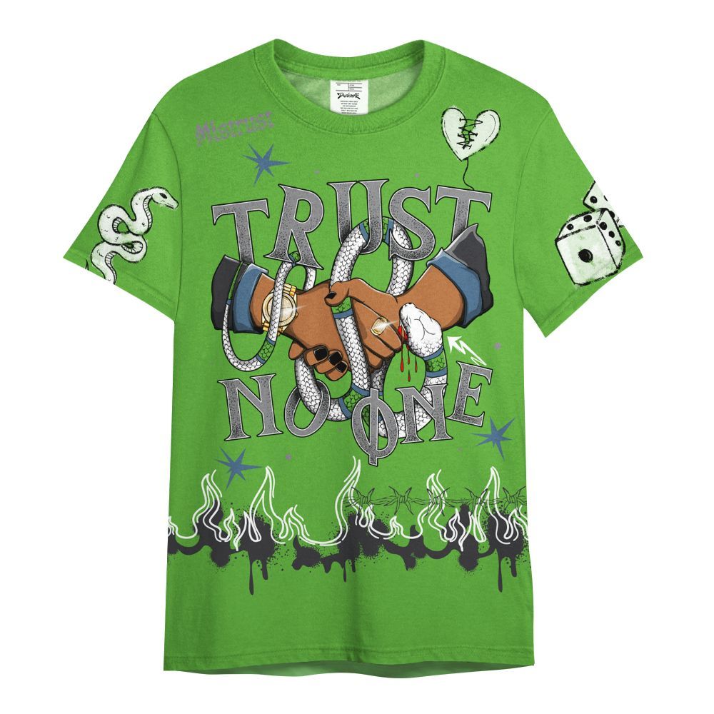 Shirt To Match Retro Green Bean 5s - Trust No One Snake-Bite Doodle Crayon All Over Print