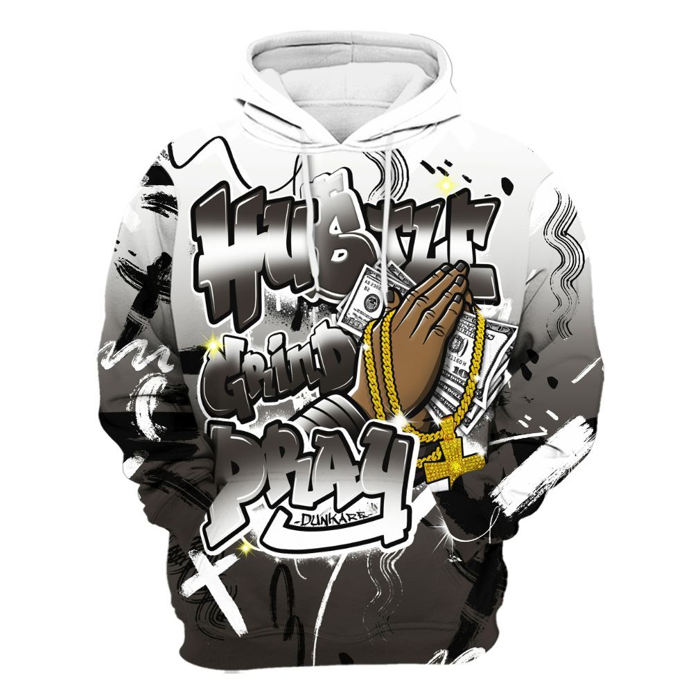 Hoodie To Match Baroque Brown 12s - Money Hustle Grind Pray All Over Print