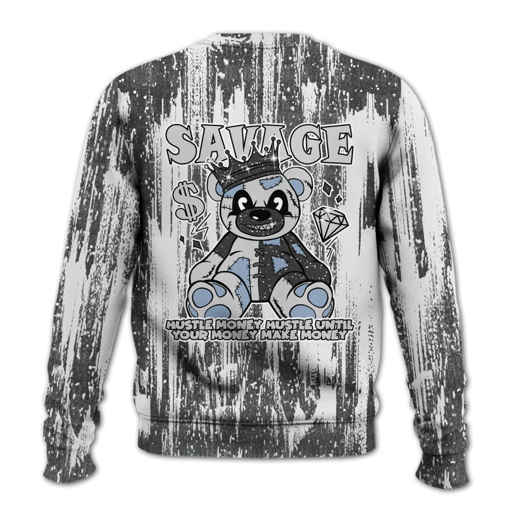 Sweatshirt To Match Reverse Black White 6s - Savages Bear Glitch Art All Over Print