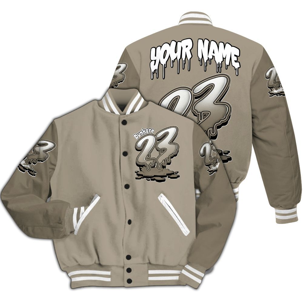 Varsity Jacket To Match High OG Khaki 1s - Custom Name 23 Drip All Over Print