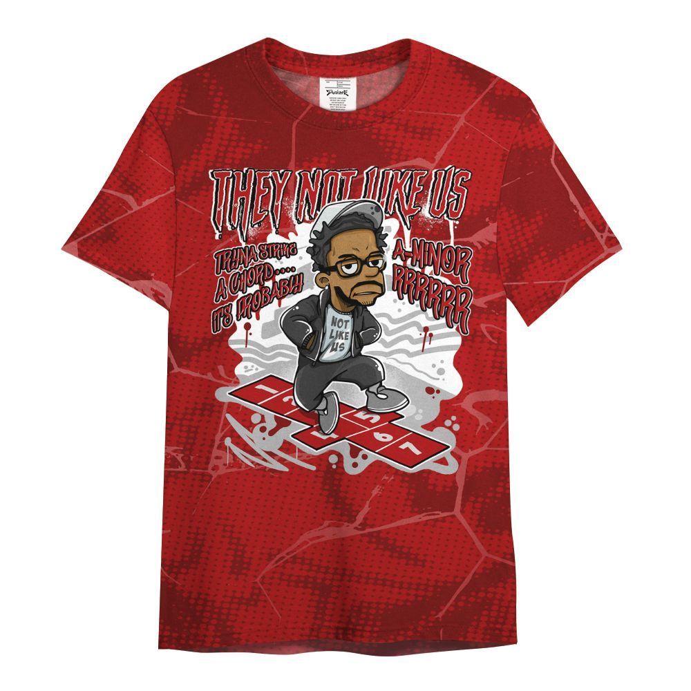 Shirt To Match Red Taxi 12s - Hopscotch Dislike Us Graphic Crack All Over Print