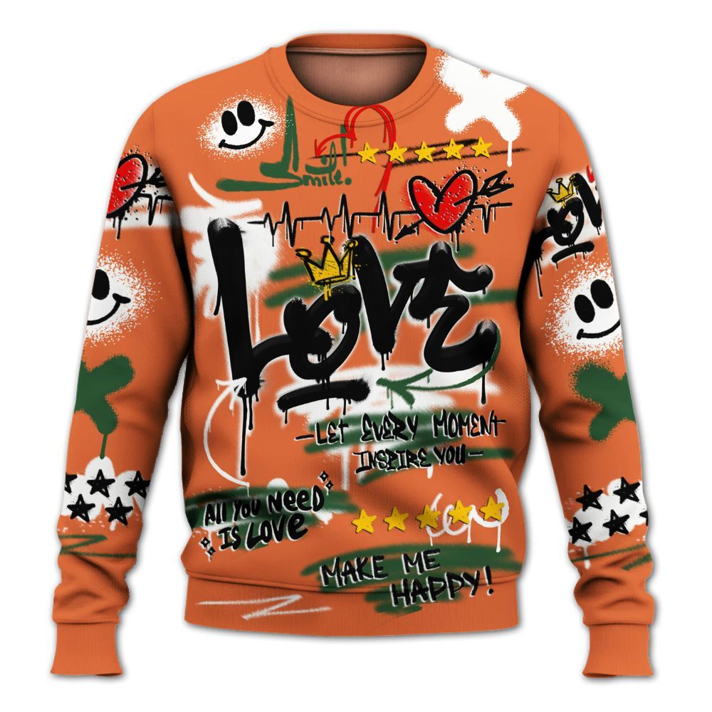 Sweatshirt To Match Low Miami 5s - Happy Love Beats Graffiti Streetwear All Over Print