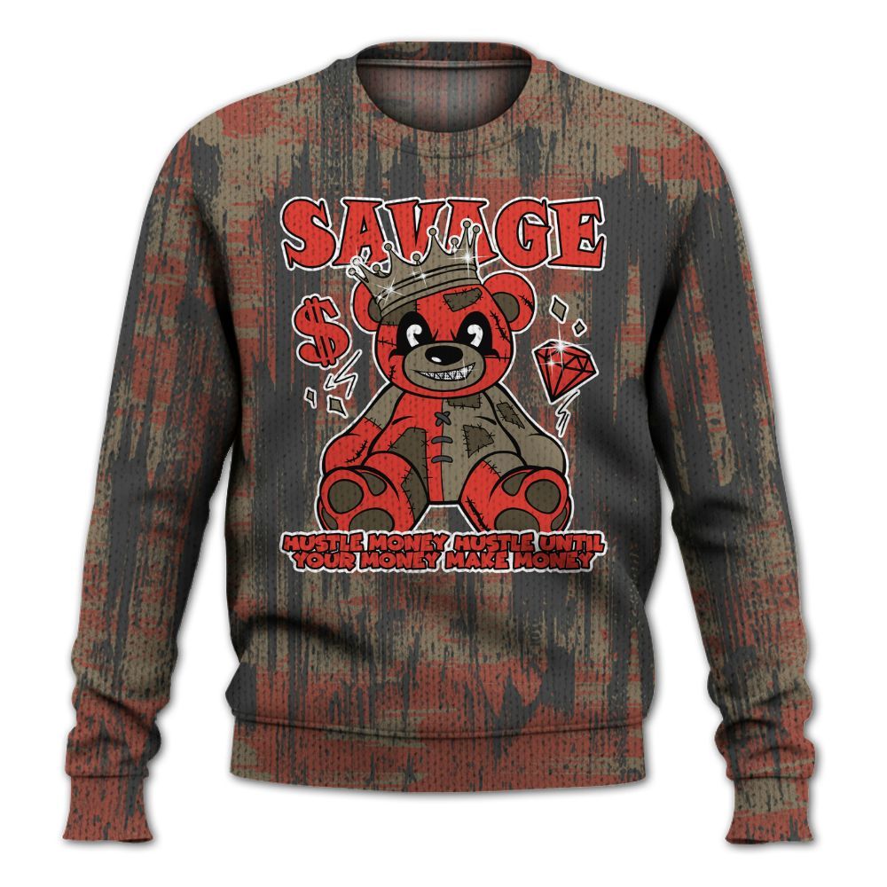 Knitted Sweater To Match Olive 9s - Savages Bear Glitch Art