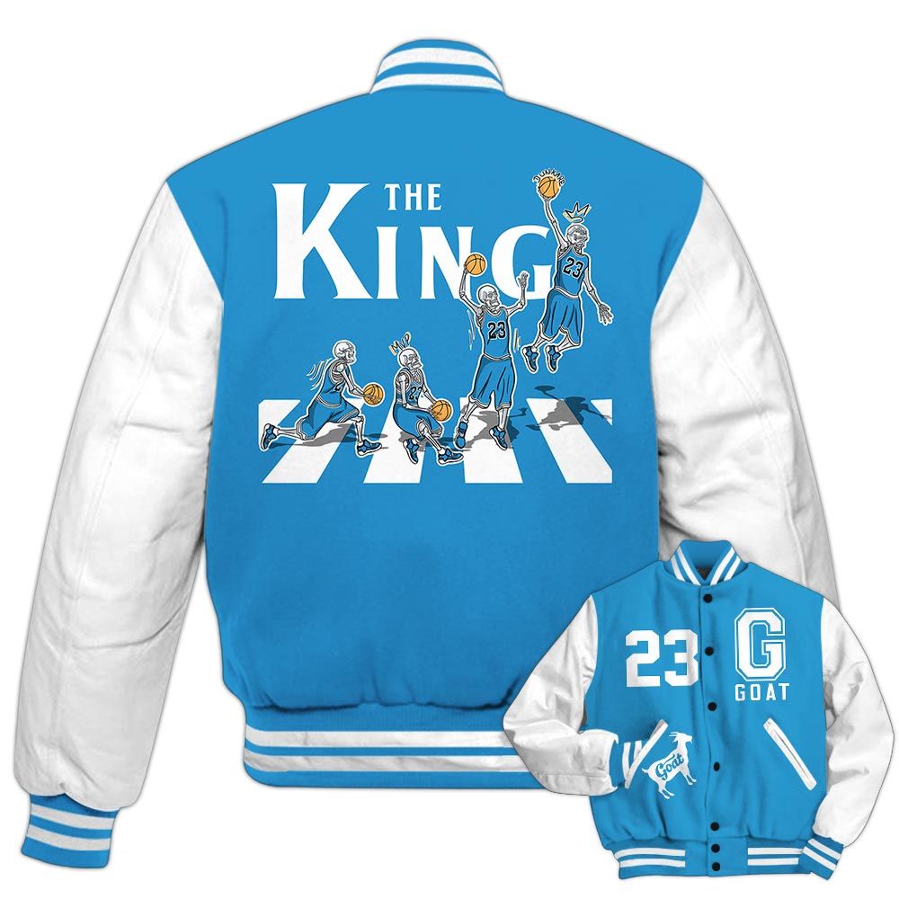 Varsity Jacket To Match Powder Blue 9s - The King Basketball Varsity Jacket Outfit 1605 TCD