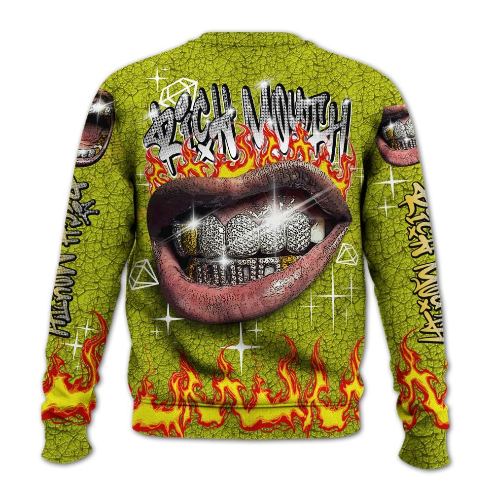 Sweatshirt To Match Dunk Low QS Halloween Skull - Rich Mouth Fire Rap Retro 90s All Over Print