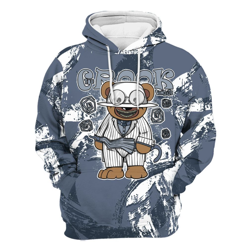 Hoodie To Match Low Diffused Blue 11s - Swindler Bear Circle Slpash All Over Print
