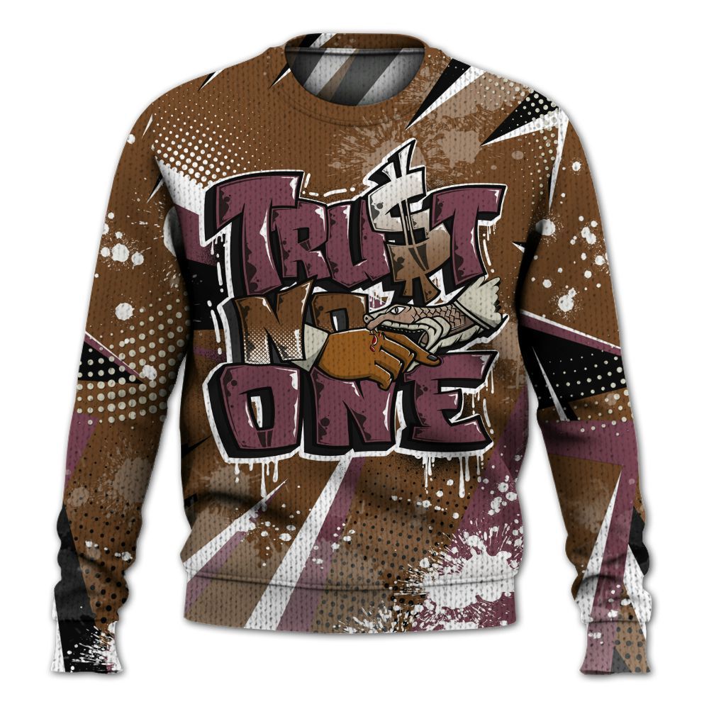 Knitted Sweater To Match Archaeo Brown 3s - Poly Trust No One Dripping