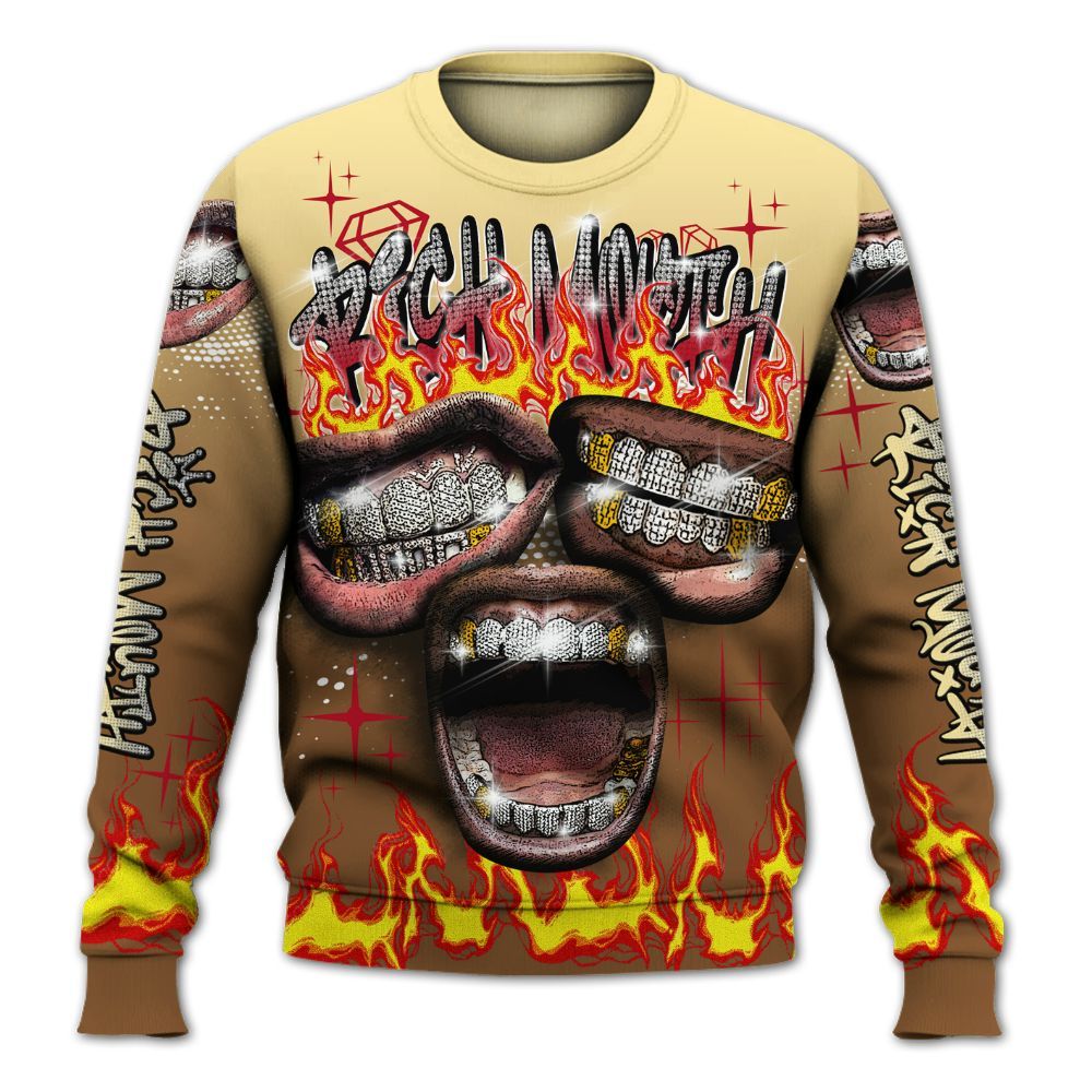 Sweatshirt To Match Air Max 90 Escape - Rich Mouth Fire Rap Retro 90s All Over Print