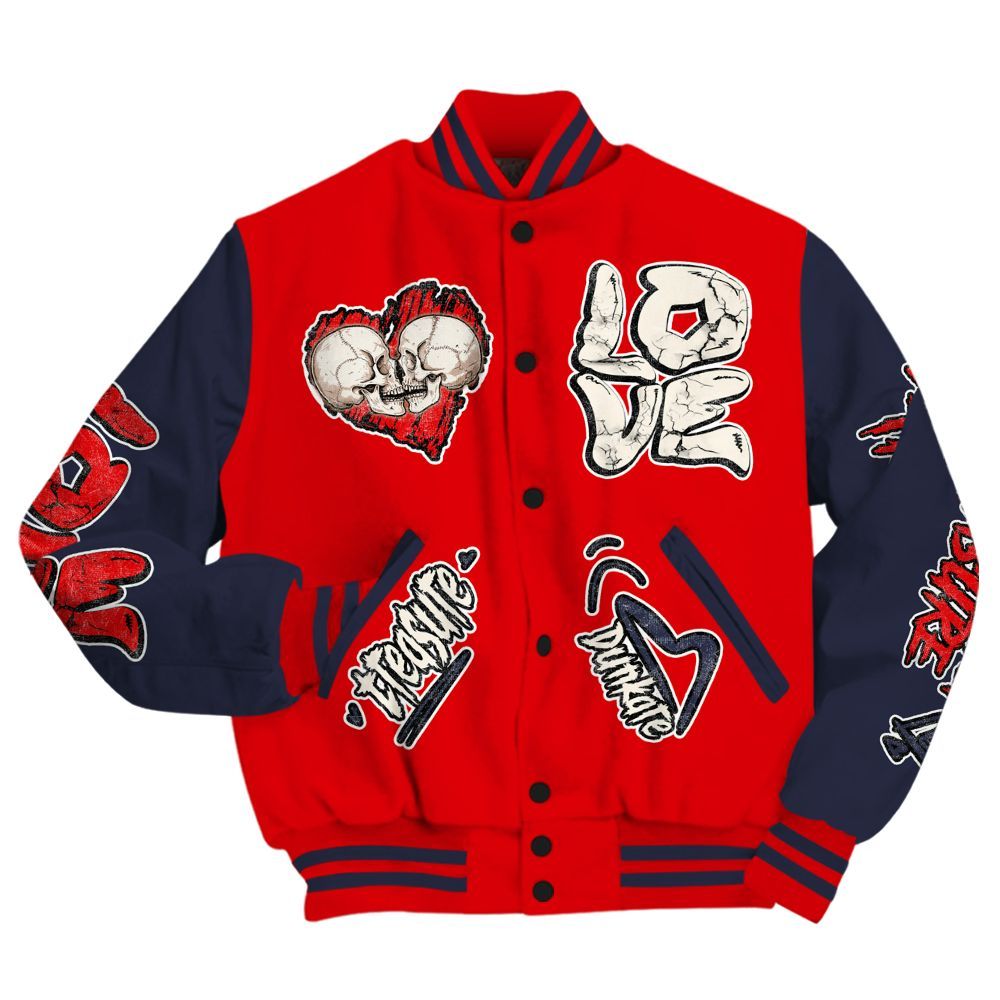 Varsity Jacket To Match Low OG Howard University 1s - Skull Bear All Over Print