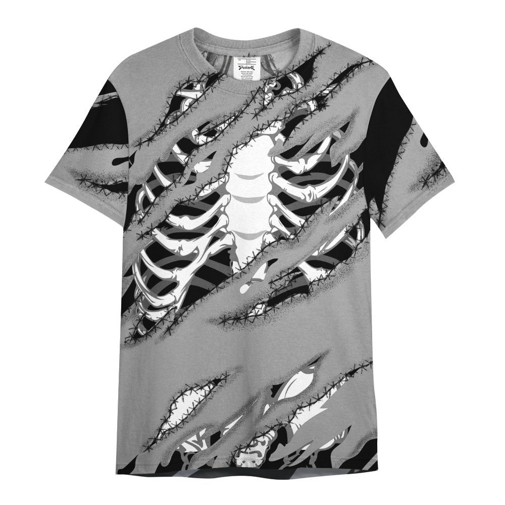 Shirt To Match Black Wolf Grey 12s - GOT 'EM Skeleton Scratch All Over Print