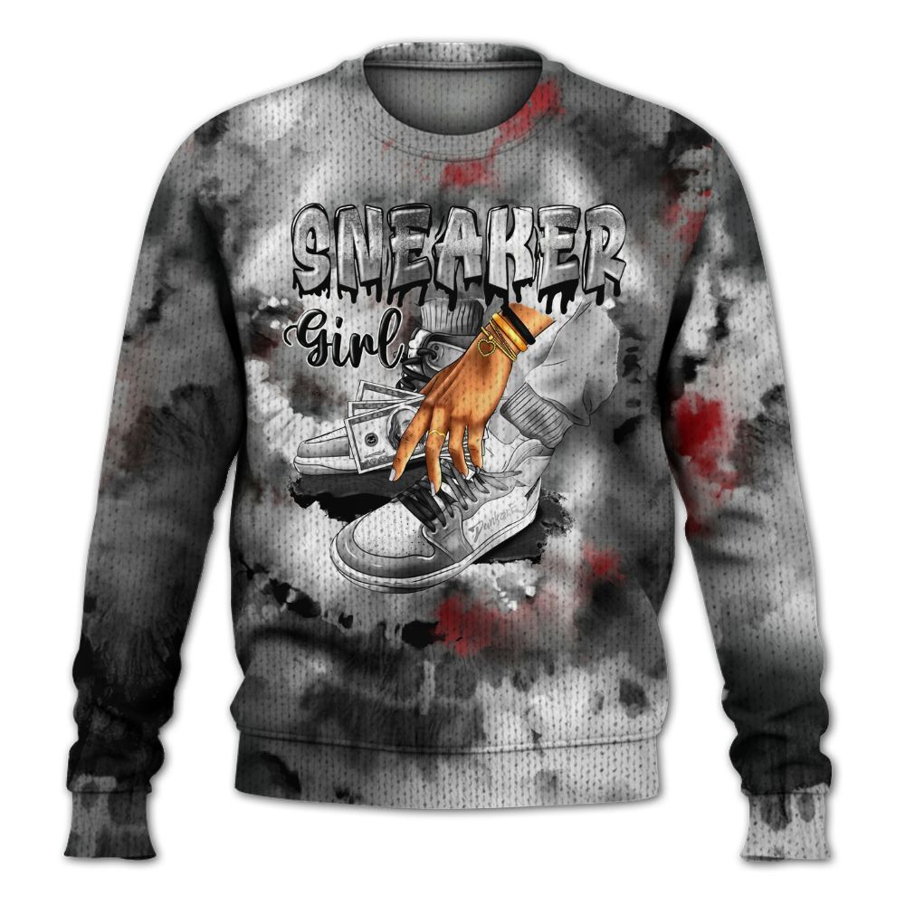 Knitted Sweater To Match Metallic Silver 14s - SNEAKER Girl Money Drip Tie Dye